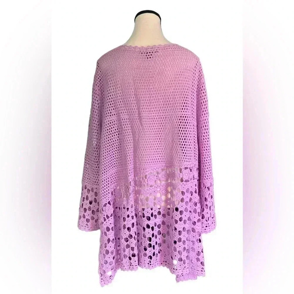 Roamans Floral Crotchet Purple Tunic Cover up Sz 4X - Picture 5 of 14